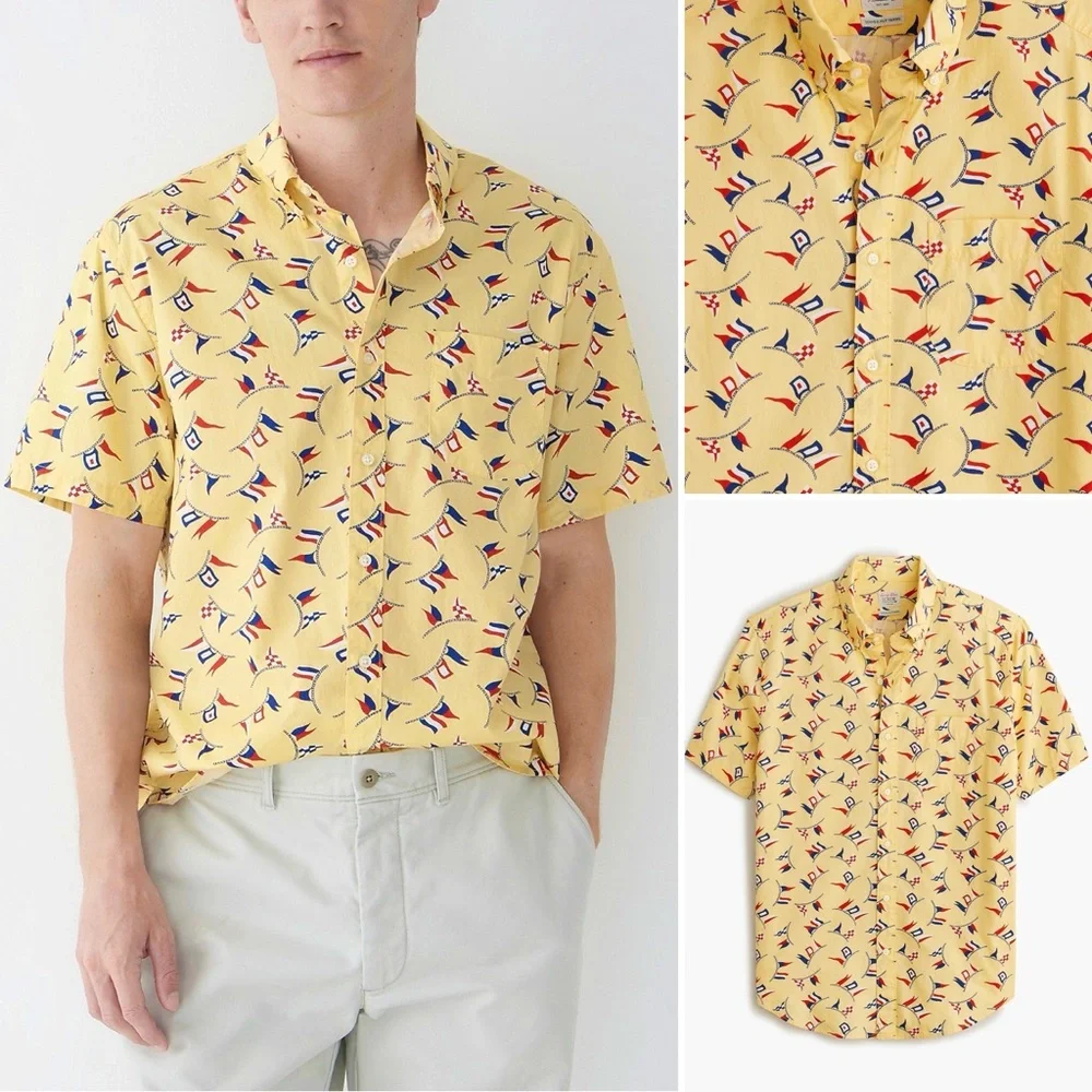 J. Crew Button Down Shirt Cotton Poplin Classic Fit Short Sleeves Pocket Chest